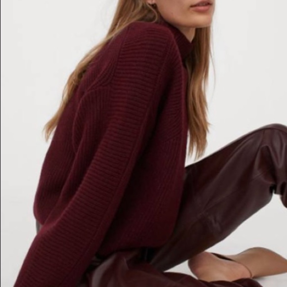 HM Mock Neck Maroon Sweater